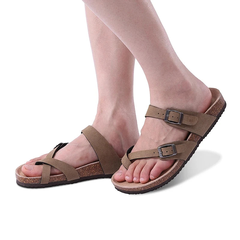 Classic cork barefoot sandals with optical sole