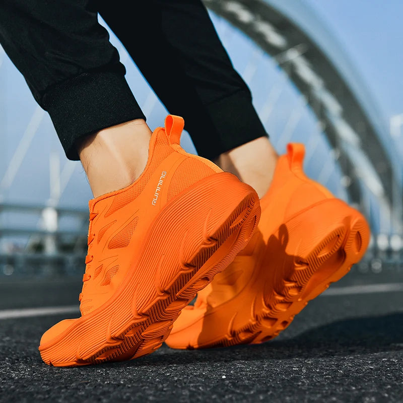 Baskets de Course Respirantes a Semelle epaisse orange2