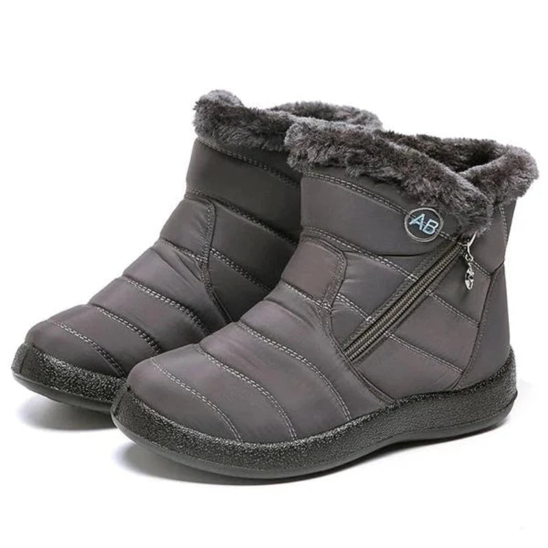 Bottes Matelassées d’Hiver Imperméables avec Fourrure – Style et Confort A&B™-gris