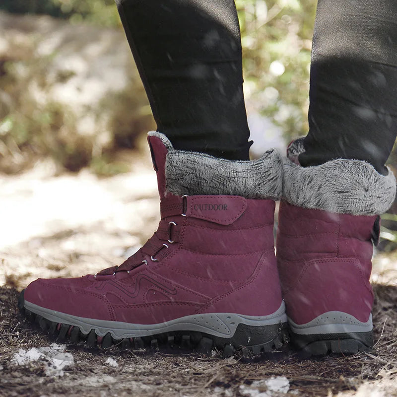 Bottes de Randonnee dHiver Chaudes & Impermeables rouge1