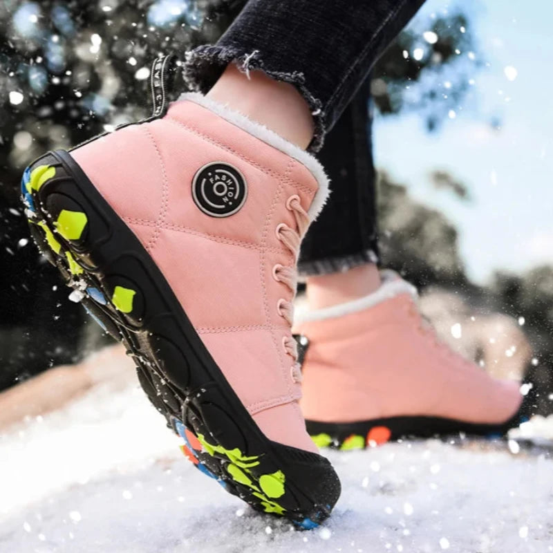 Bottes de neige impermeables et Antiderapantes pour Enfants rose1