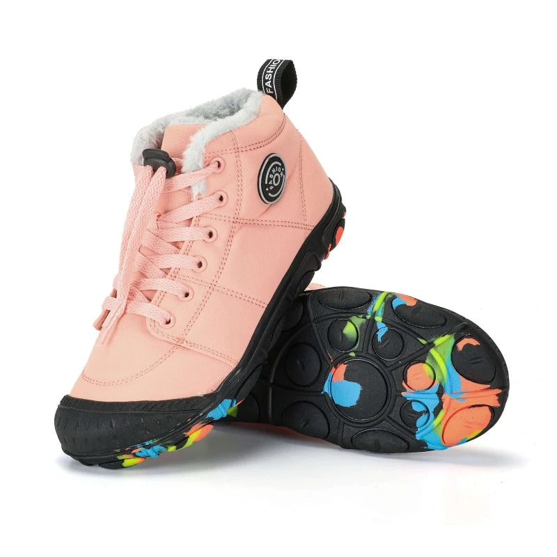 Bottes de neige impermeables et Antiderapantes pour Enfants rose2