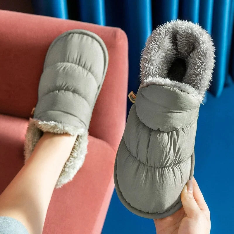 Chaussons dHiver Chauds - Antiderapants et Doubles en Peluche Unisexe vert