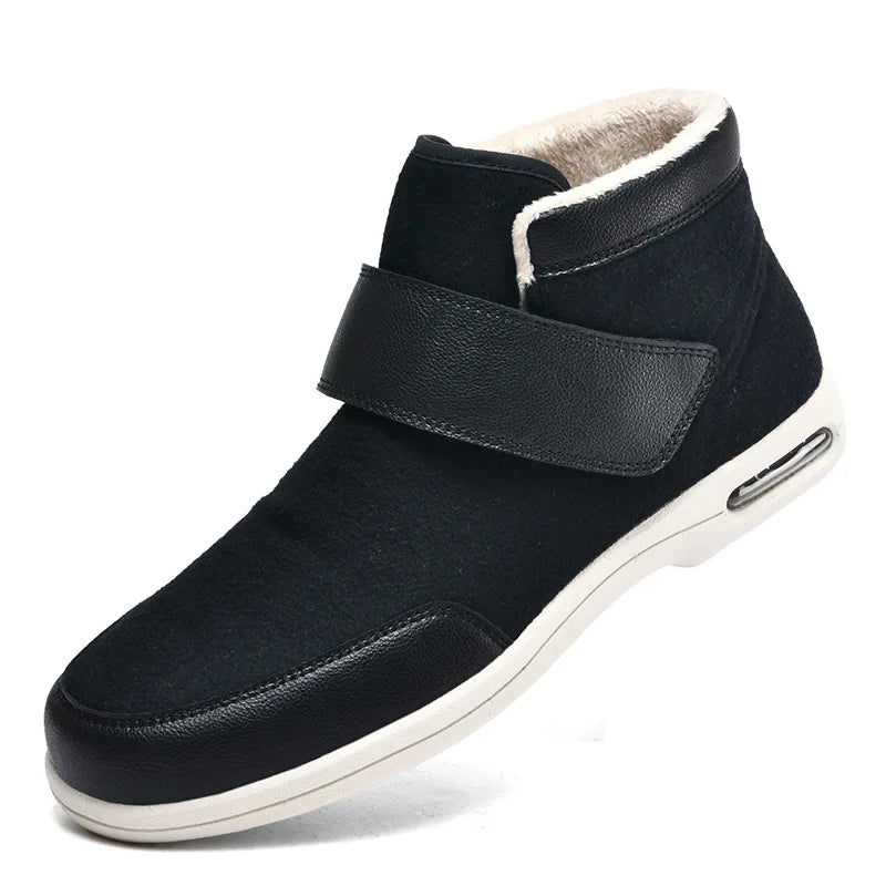 Chaussures Orthopediques Montantes et Chaudes pour Pieds Sensibles ou Diabetiques - Unisexe noir avec peluche1