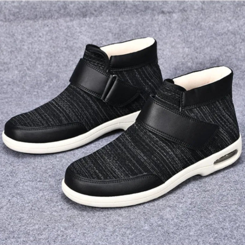 Chaussures Orthopediques Montantes et Chaudes pour Pieds Sensibles ou Diabetiques - Unisexe noir gris