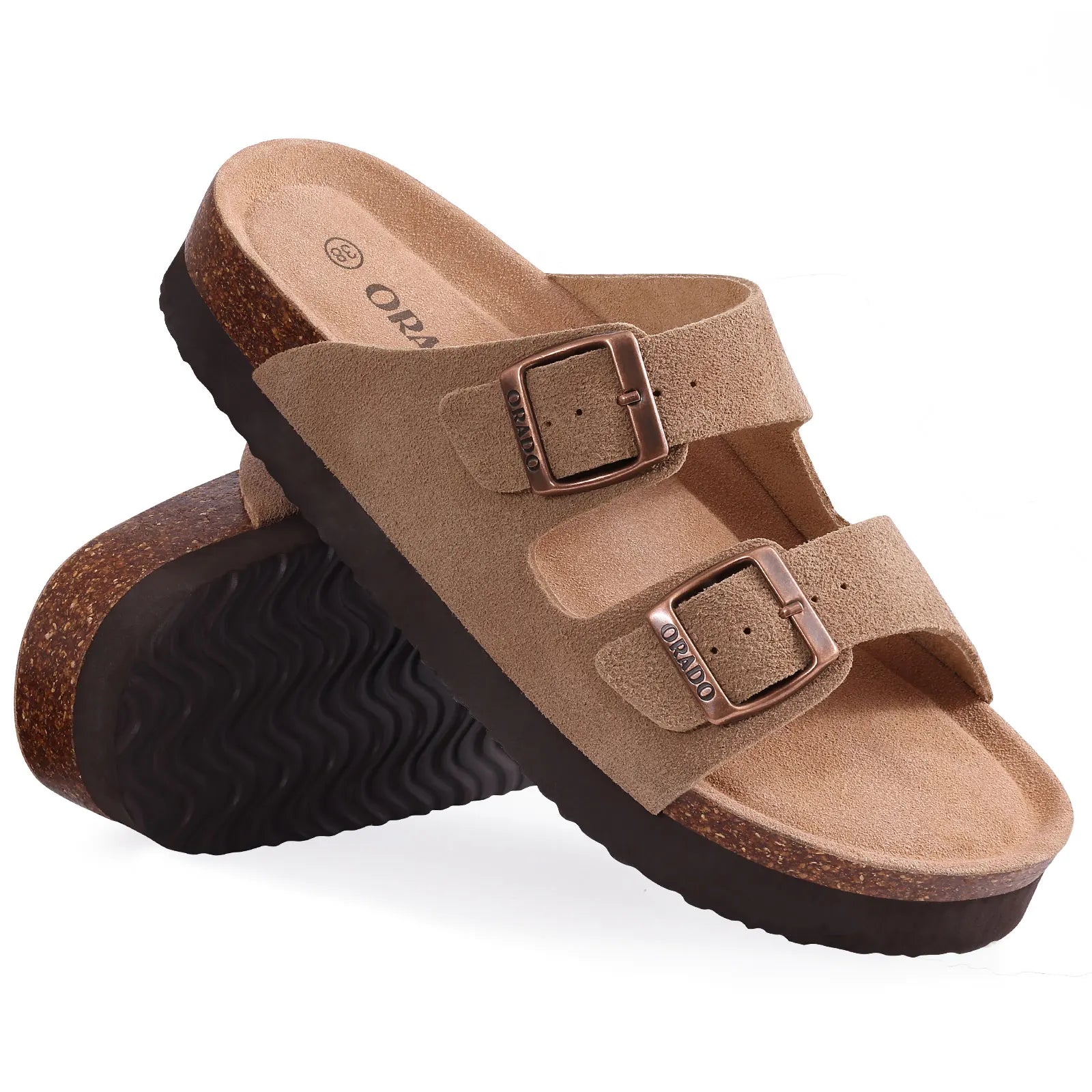 Flache Sommersandalen aus Kork