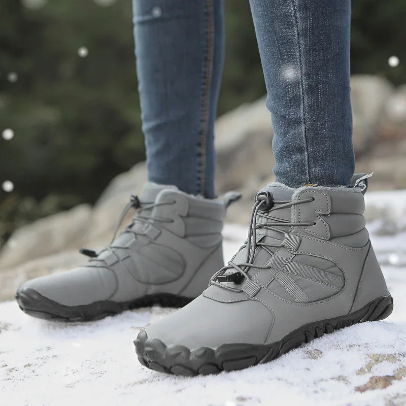 Waterproof winter barefoot boots with fur lining