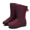 bottes de Neige Mi-Mollet Doublees en Peluche et Impermeables pour Femmes rouge1