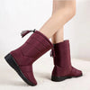 bottes de Neige Mi-Mollet Doublees en Peluche et Impermeables pour Femmes rouge