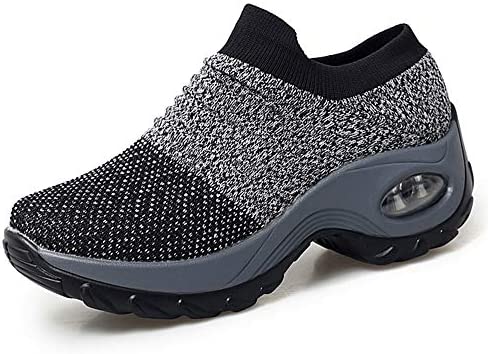 Breathable mesh high heel air cushion sneakers